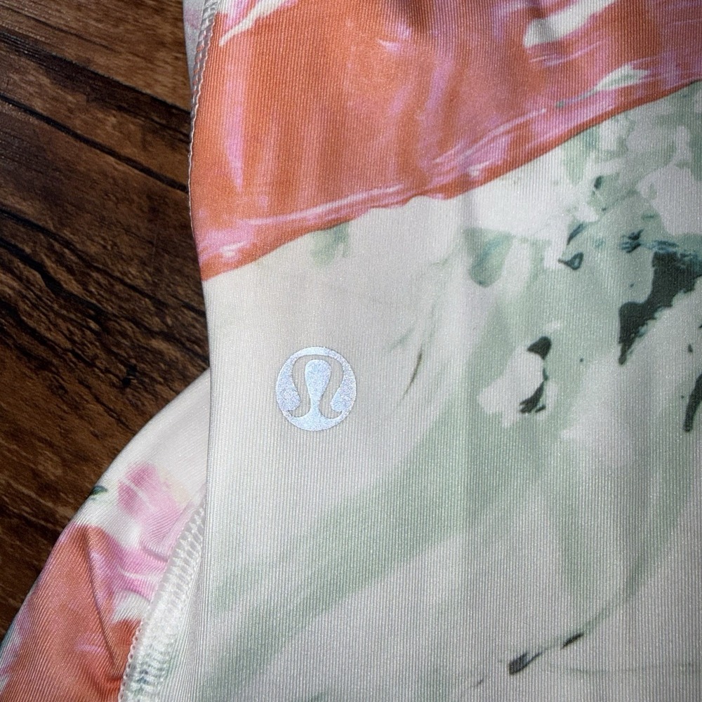 Lululemon Side Ruched Multicolor Swirl Marble Print Full Length Leggings Size 8 - Picture 8 of 10